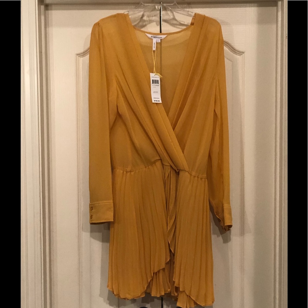 BCBGeneration Mustard Pleated Dress